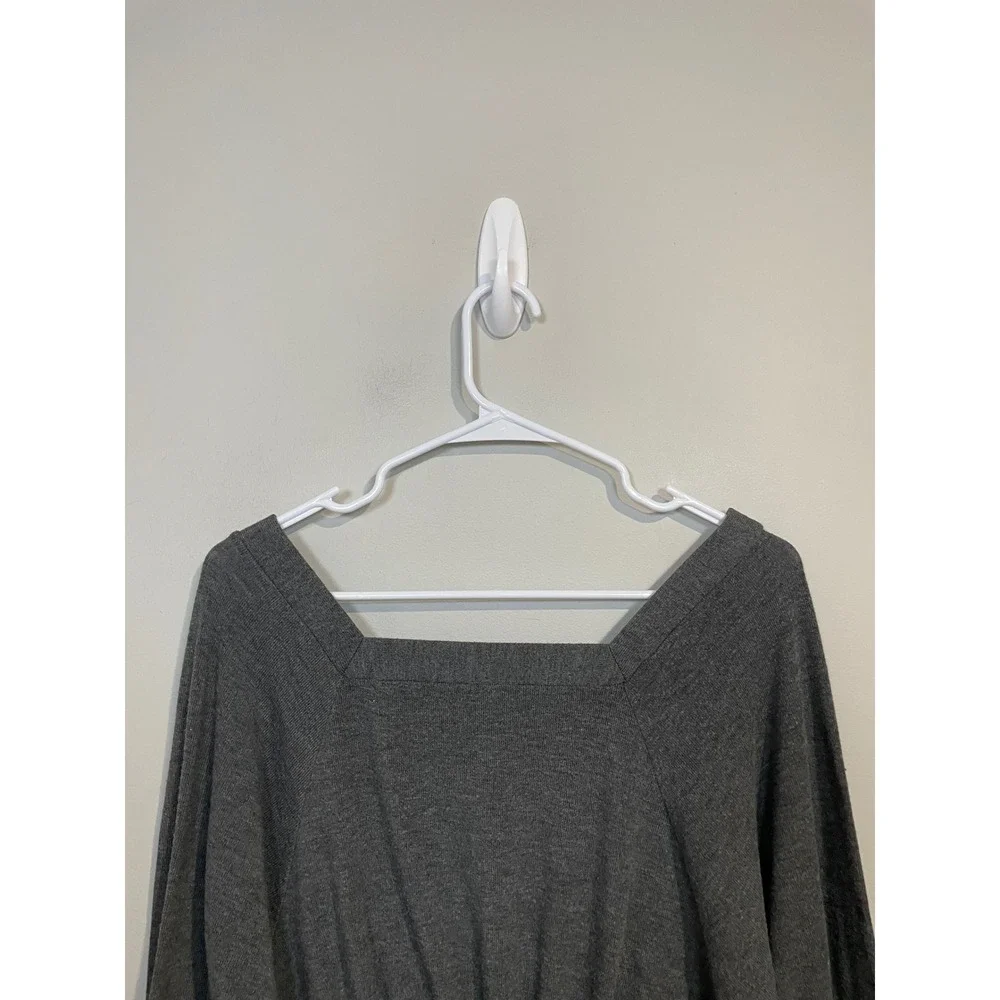 Free People Gray Square Neck Smocked Long Sleeve Size XS Boho Feminine Classic‎